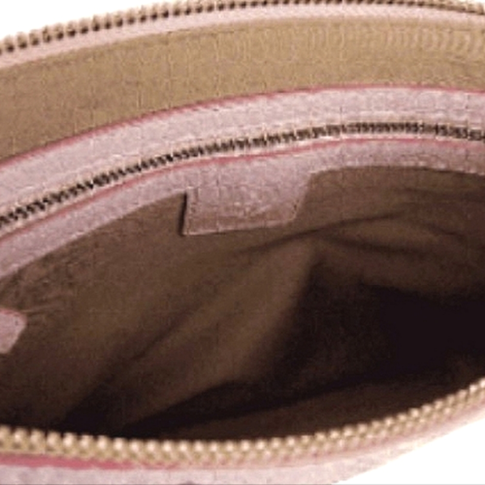 🌸 MCM Portuna Flat Visetos Coated Canvas in Powder Pink Pouch Crossbody Bag NEW - Picture 13 of 16